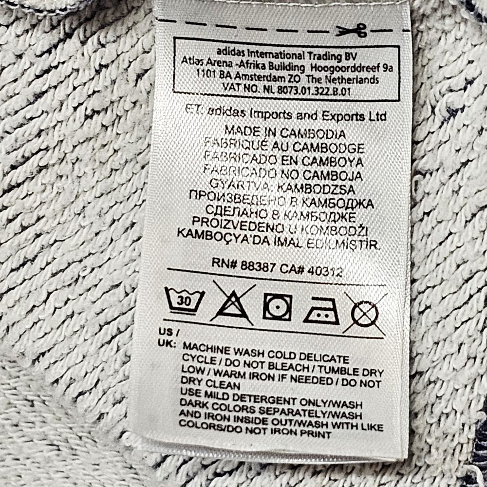 adidas Trefoil Color-block Sweatshirt Gray/Navy/White Crop Mock Neck – Size XL - Picture 9 of 11